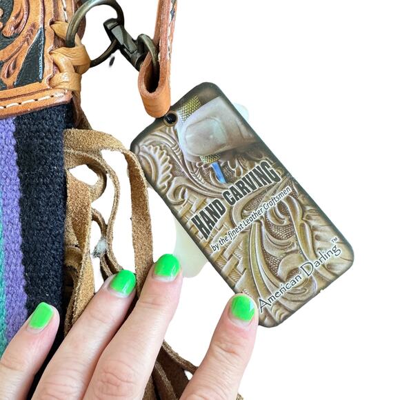 NEW American Darling The Santa Fe Saddle Blanket Fringe Bag - Picture 5 of 13